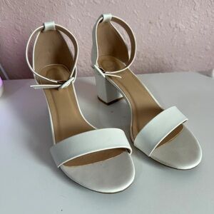 Elegant White Block Heel Sandals